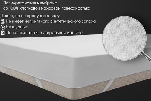Наматрасник водонепроницаемый ДВОЙНАЯ фиксация Реноме