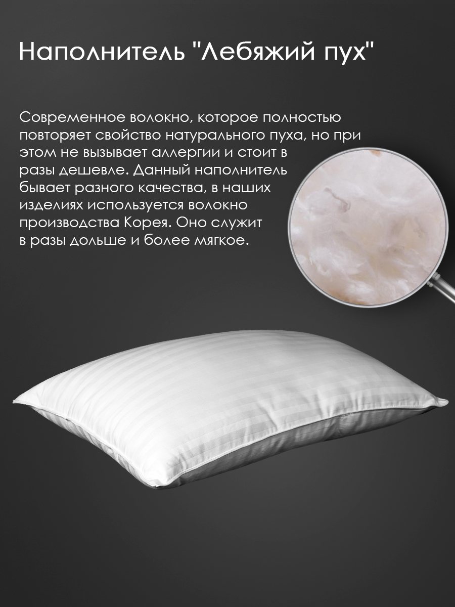 Подушка заменитель лебяжьего пуха сатин Реноме <14/064н,  40*60>