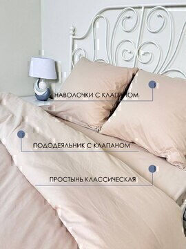 КПБ  поплин однотонный Оливковая коллекция Реноме <15-1309 Бархатно-бежевый> 
